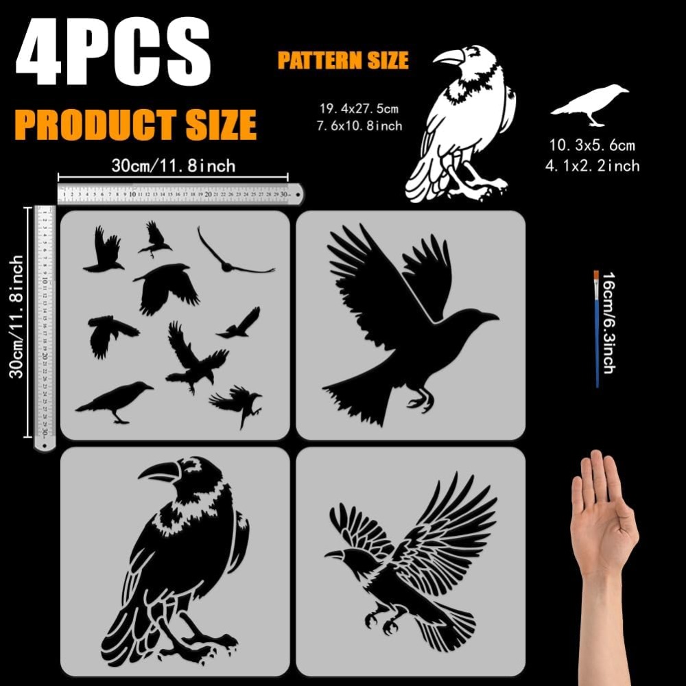 4PCS Flying Crow Stencil for P - đánh giá và giá Photography Techniques