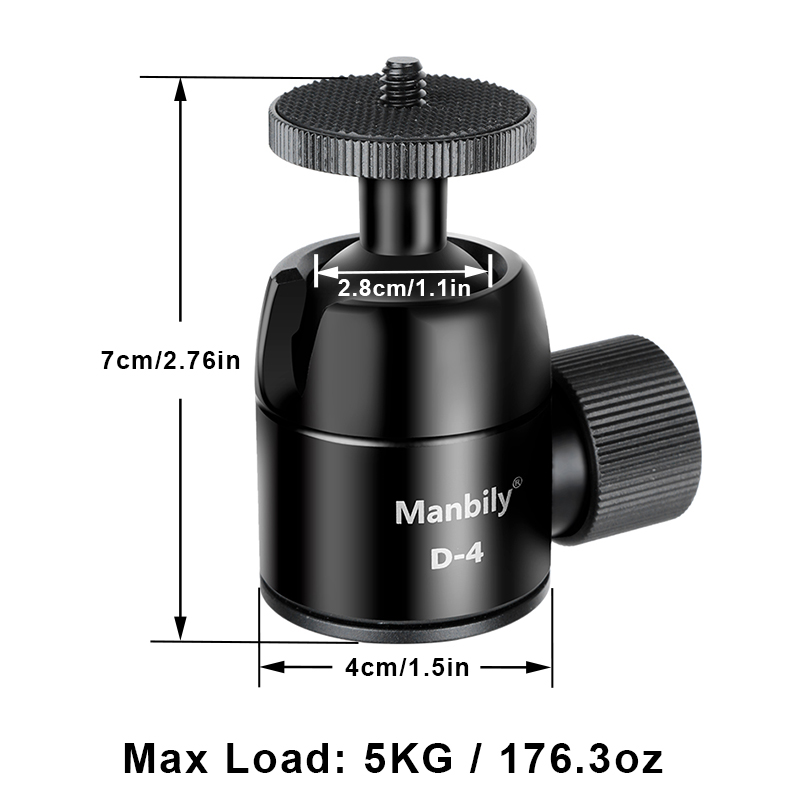 Manbily D-4 Camera Tripod Ball - đánh giá và giá Fluid Head Tripod