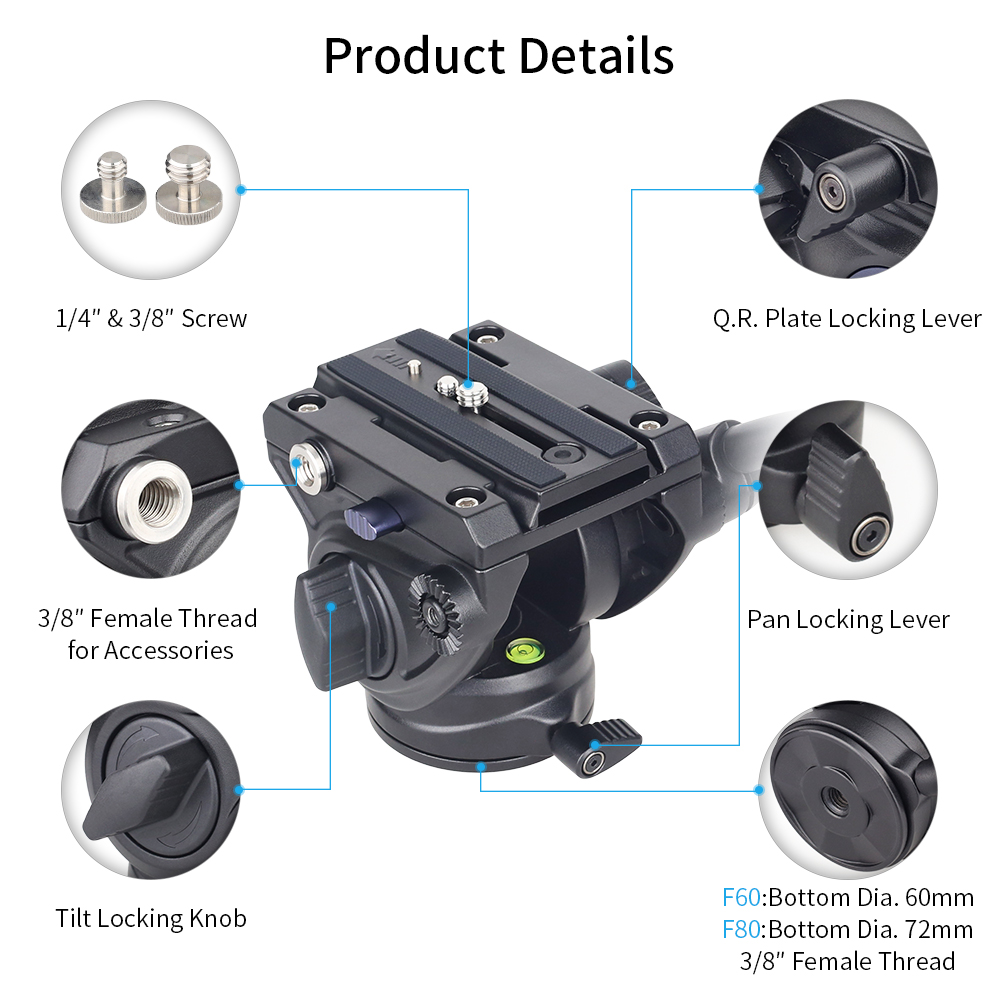 INNOREL F60/F80 Video Fluid He - đánh giá và giá Fluid Head Tripod