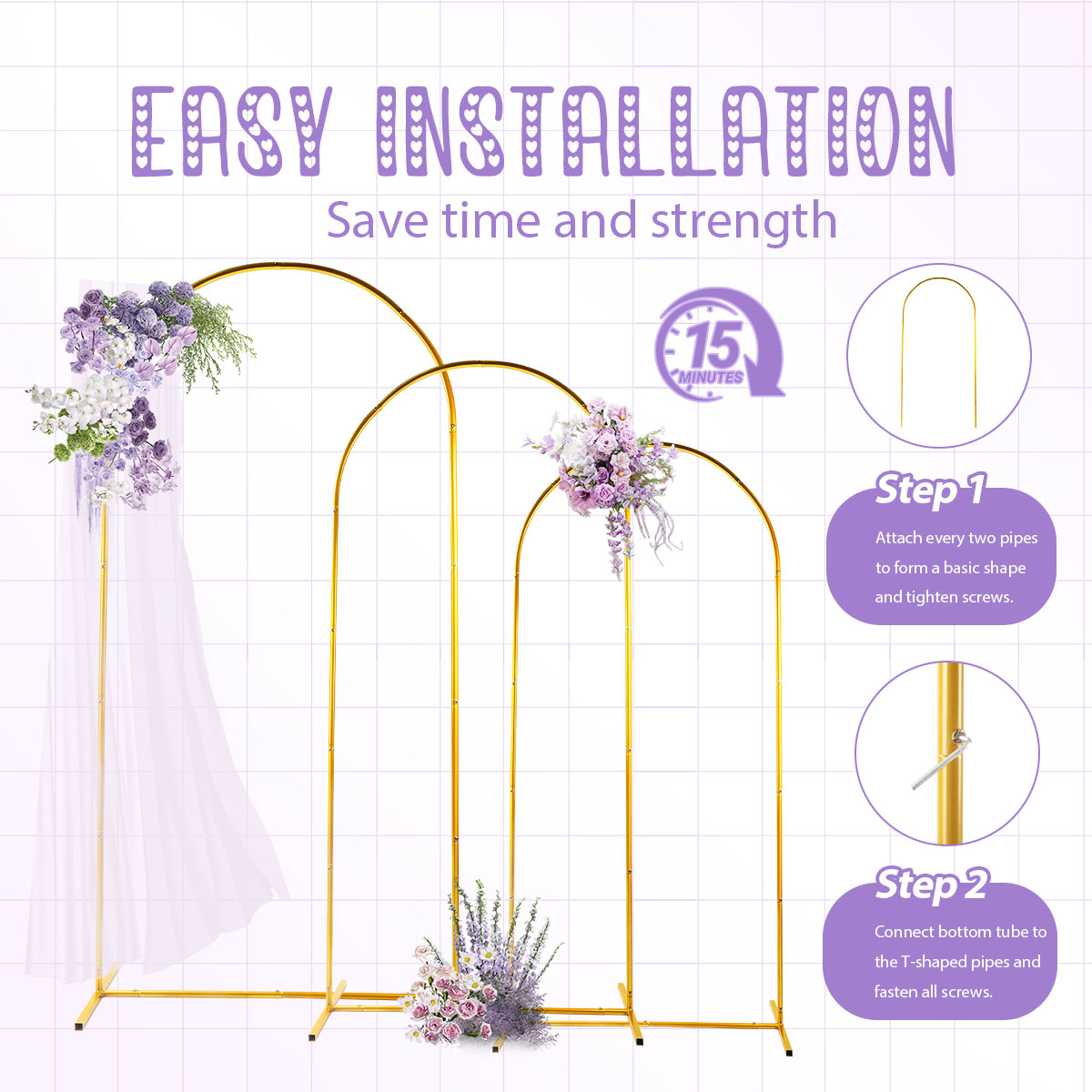 3Pack Golden Metal Arch Kits,  - đánh giá và giá Backdrop Stand Kit
